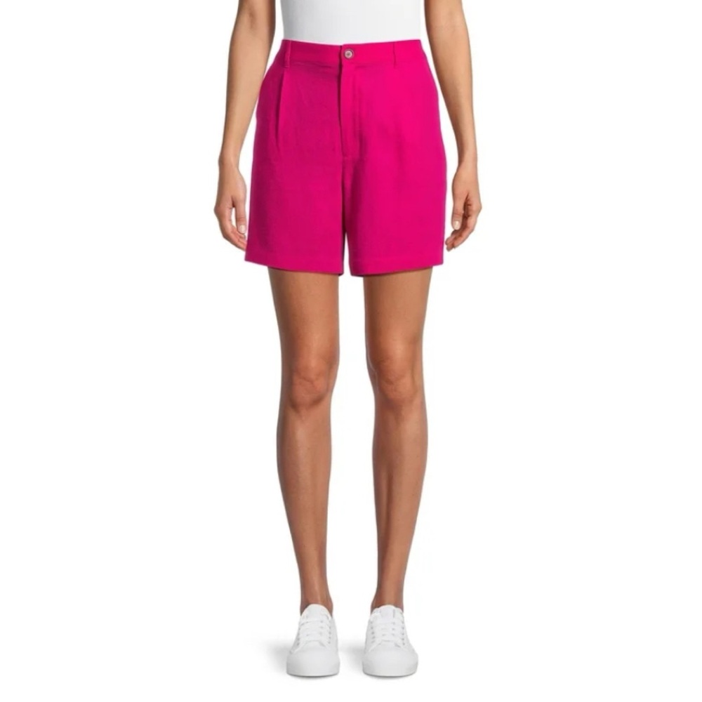 🆕 Women's Pink Linen-Blend Shorts 5" Inseam NWT Time and Tru New L Large 12 14